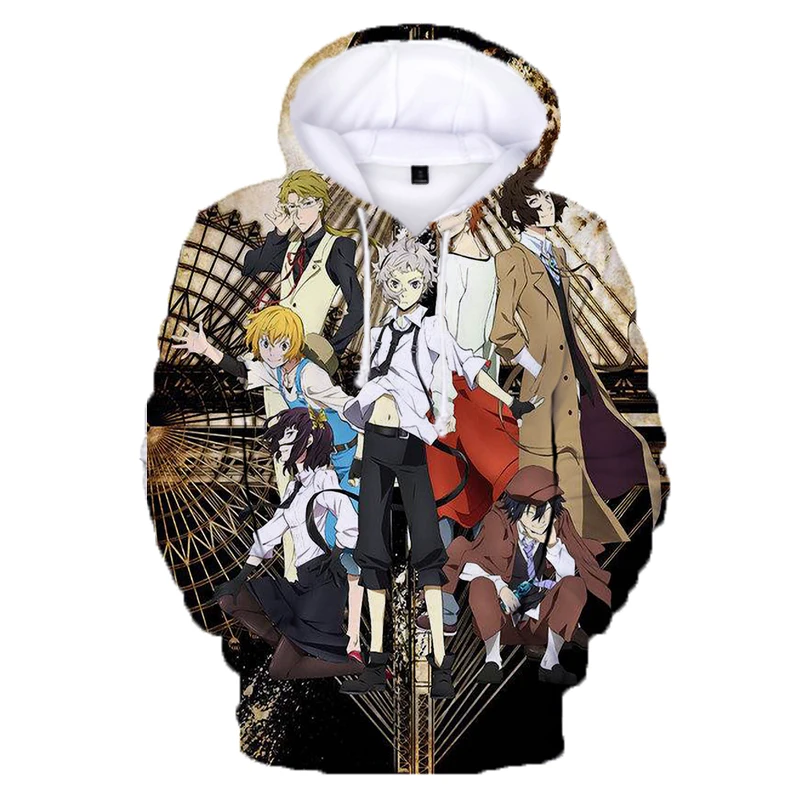 Толстовка с капюшоном для мужчин и женщин аниме бродячие псы Свитшот в стиле хип