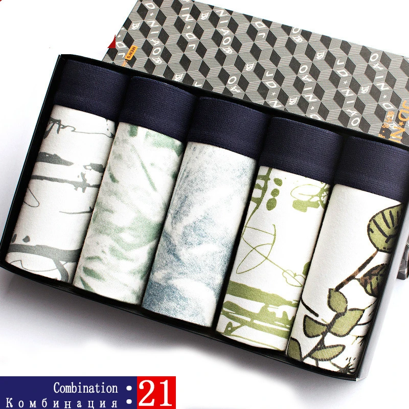 JDN21 BOX bierdan L-5xL бренд почты боксёрские шорты мужчины mens комфортно мужчин boxershorts хлопок сексуально 5pcs / много cueca 24type мужского нижнего белья трусы мужские трусы-боксеры боксеры нижнее белье трусики - Цвет: JDN21 BOX