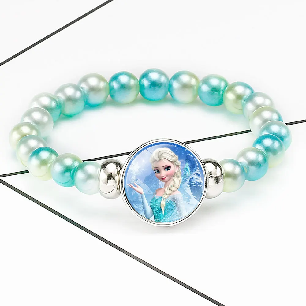 Disney Elsa Anna Princess Bracelets Fashion Rainbow Frozen 2 Cute Girl Makeup Toys Children Kids Cartoon Bracelet Beaded Chain | Игрушки и