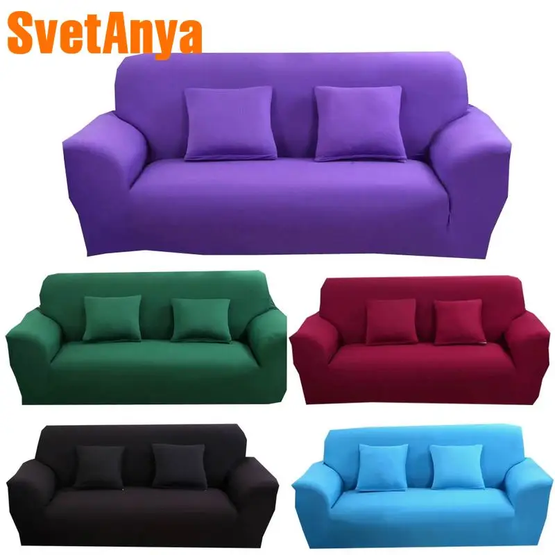 Solid Color Slipcover Sectional Sofa Cover All-inclusive Couch Case Tight Wrap Elastic | Дом и сад