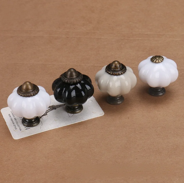 

1x Grey white Black Pumpkin Shape Ceramic Drawer Pull Furniture Knobs Closet Cupboard Door handle