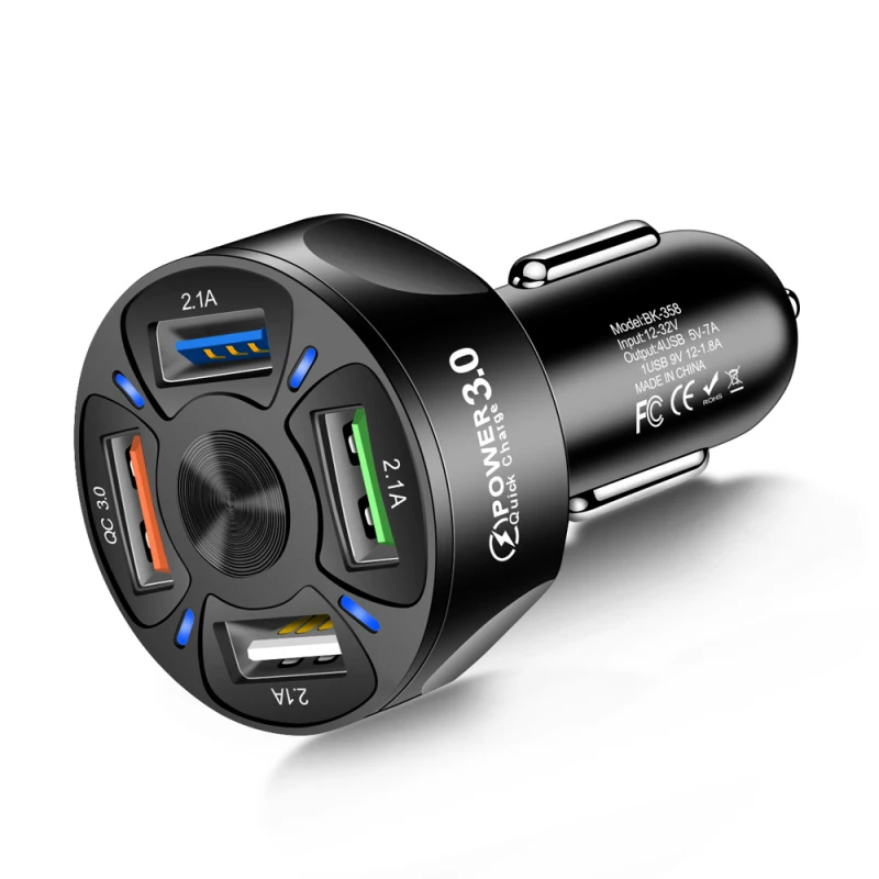 2.1A QC3.0 4 зарядных порта USB для автомобиля зарядное устройство 12-32 В Пост