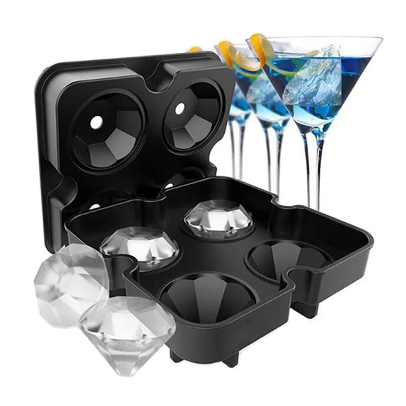 

1PC 3D Skull Silicone Ice Cube Maker Form For Ice Candy Cake Pudding Chocolate Molds 4 Cell Ice Mold Square Shape Trays Molds