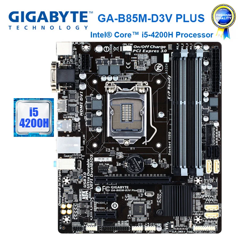 GIGABYTE GA B85M D3V Plus с процессором i5 4200H десктопная материнская плата B85 Socket LGA 1150 DDR3 32G