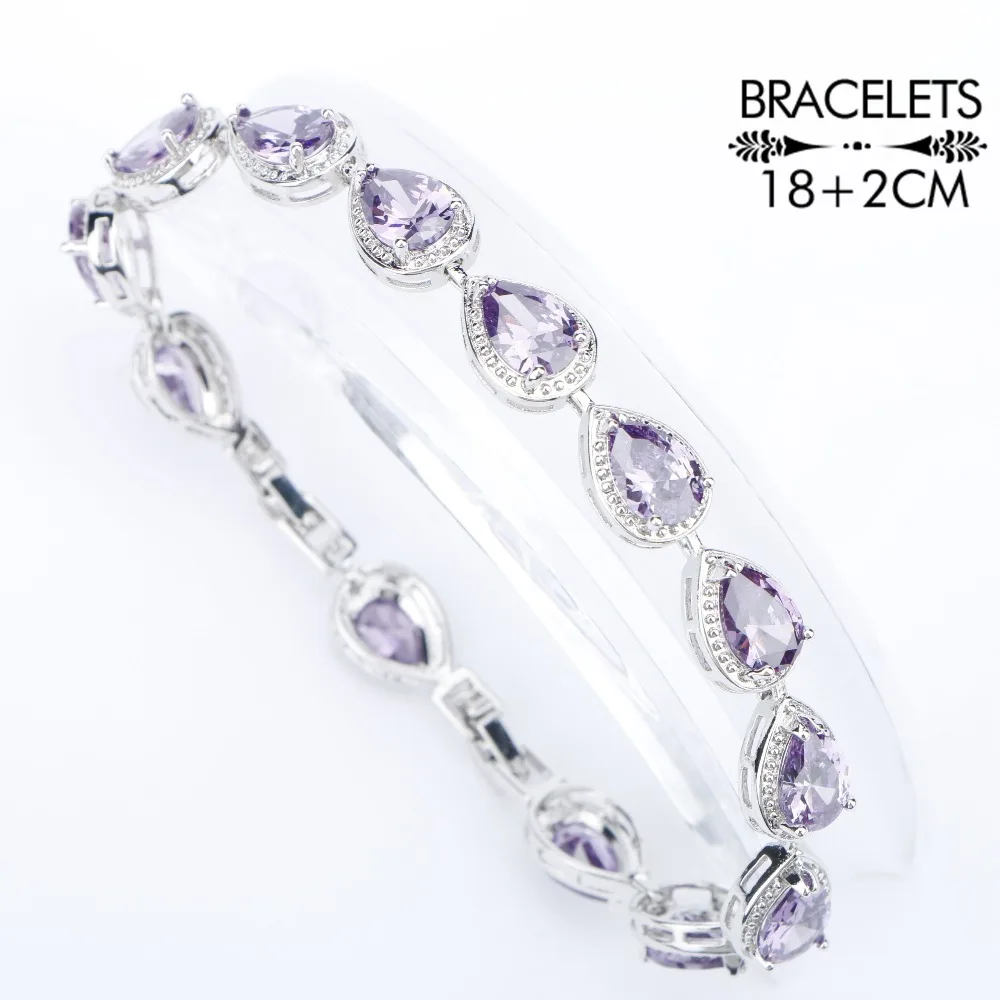 Новинка 2018 Комплект бижутерии из серебра 925 пробы с фиолетовым цирконием