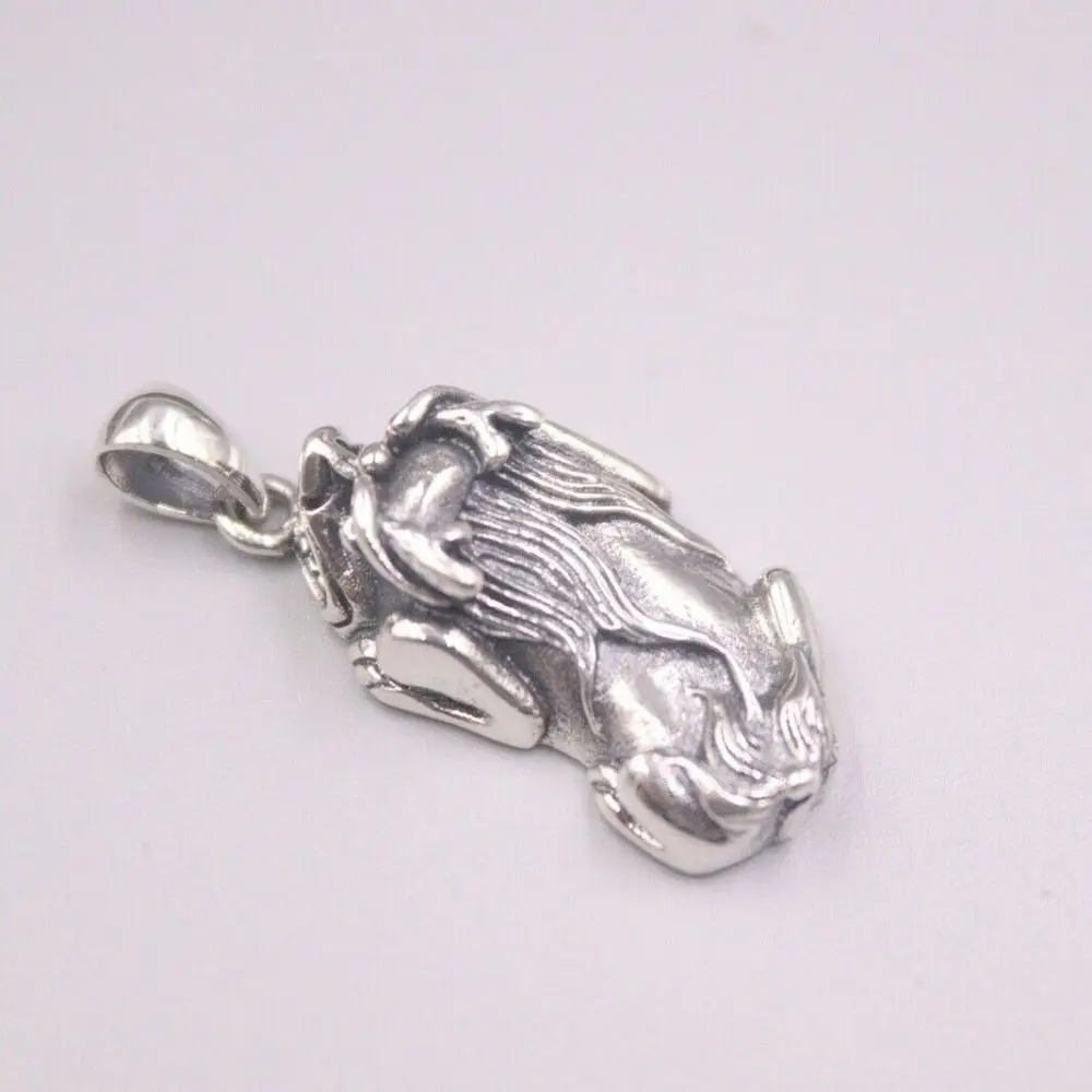 

Authentic 925 Sterling Silver Coin Back Wealth Pixiu Pendant 1.42 Inch Stamp S925