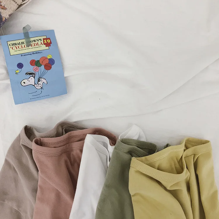 Весенне осенние детские однотонные базовые футболки с длинными рукавами