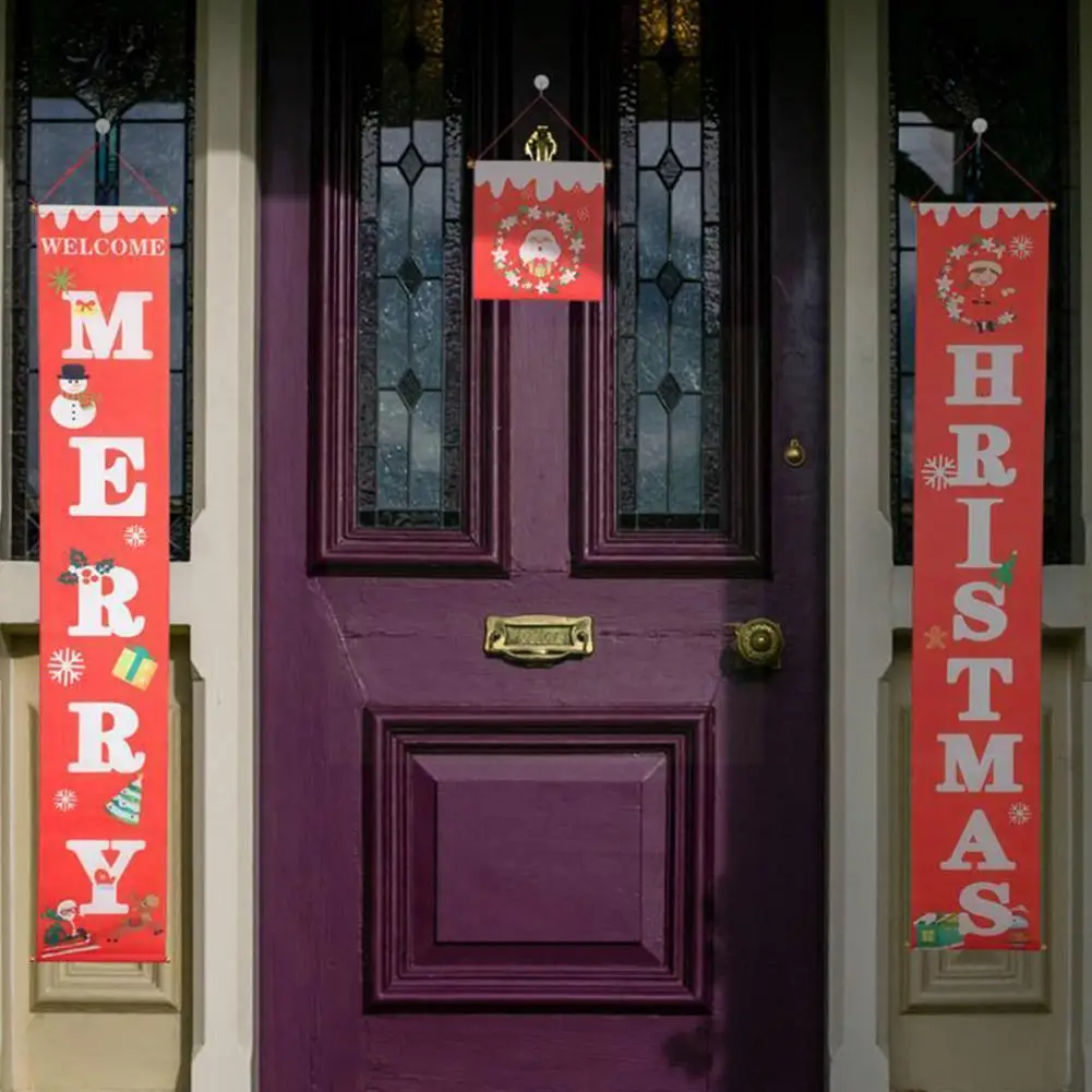 

Christmas Couplet Hanging Cloth Door Curtain Christmas Wall Atmosphere Cloth Ornaments Hanging Decorations Hanging Flags Do O4h7