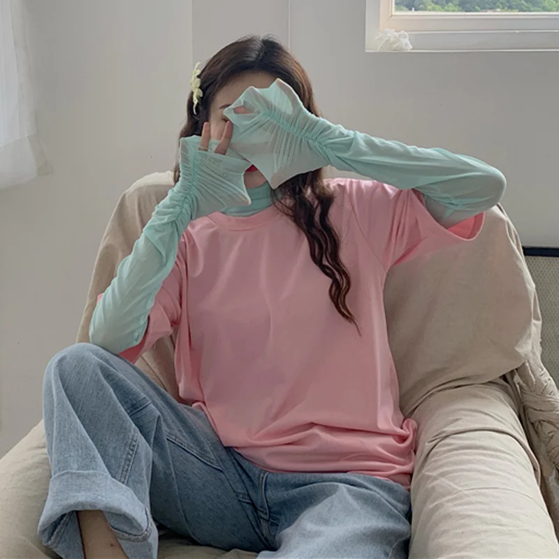 Женские популярные летние солнцезащитные Базовые Футболки с длинным рукавом