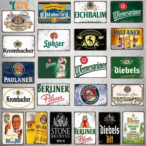 Пособия по немецкому языку пива Винтаж металлические пластины для стены бар стойка для домашних пабов и искусство Кухня Кофе Декор 30X20CM DU-9984B