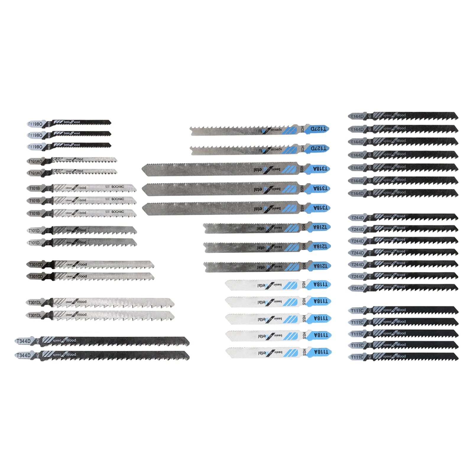 

48Pcs Jig Saw Blade Jigsaw Blades Set Metal Wood Assorted Blades Woodworking T144D/T244D/T118A/T111C/T344D/T101AO/T301DL