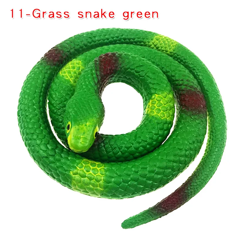 11-Grass snake green Моделирование мягкая резиновая игрушка "Змея" модель страшная поддельная змея хитрая пародия розыгрыш на Хэллоуин реквизит подарки Декор дети кляп шутки шалость игрушки - Цвет: 11-Grass snake green