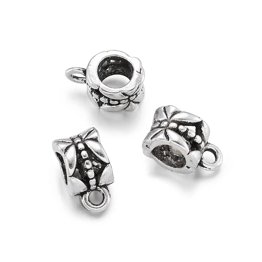 100 шт. Тибетский Стиль пустотелая чашка бусины под залог античный Серебристый