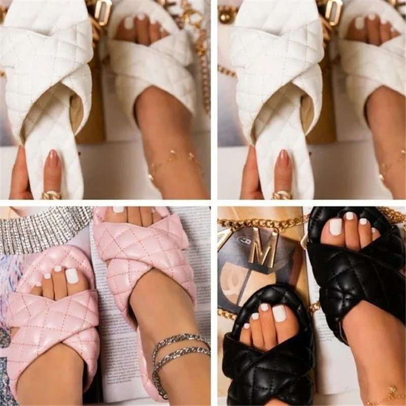 

Summer Flat Wild Fashion Slippers Comfort Outside Beach Shoes Ladies Home Casual Slides Lazy Person Sandals Plus Size 36-43