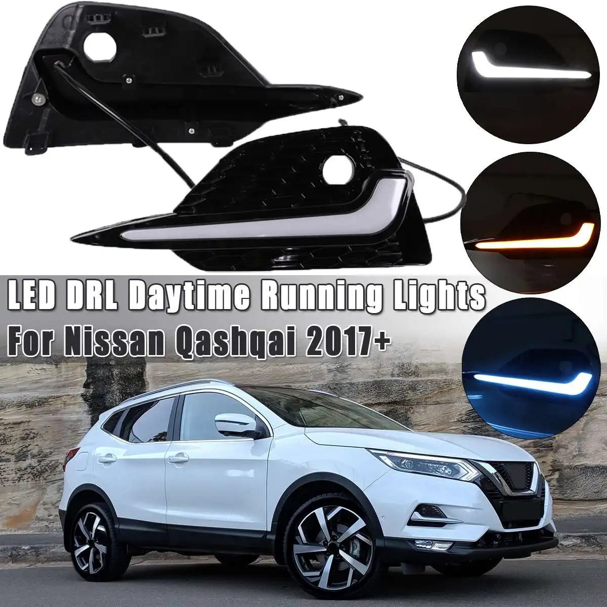 Год DRL для Nissan Qashqai дневной свет Автомобильные аксессуары светодиодный DRL фары для Qashqai Противотуманные фары пара