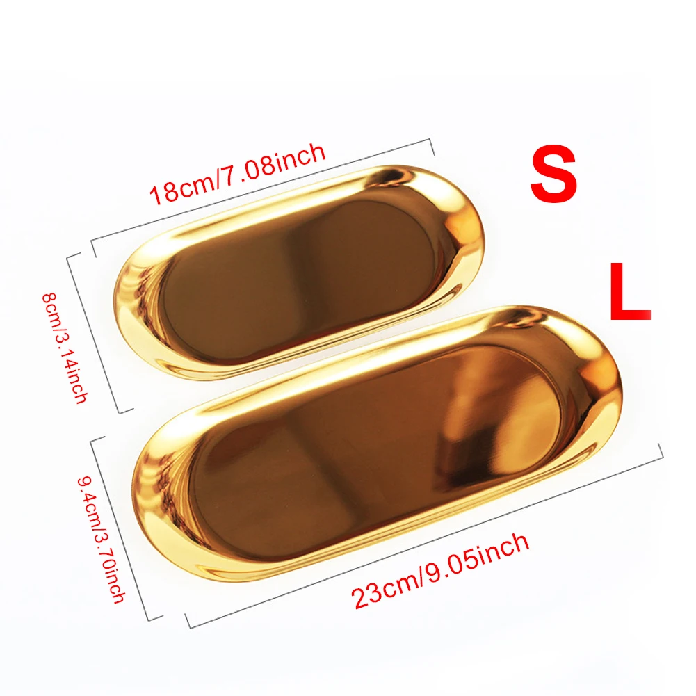 

Jewelry Gold Organizer Tray Cosmetic Decorative Dish for Vanity Living Room Bathroom Bedroom Tray