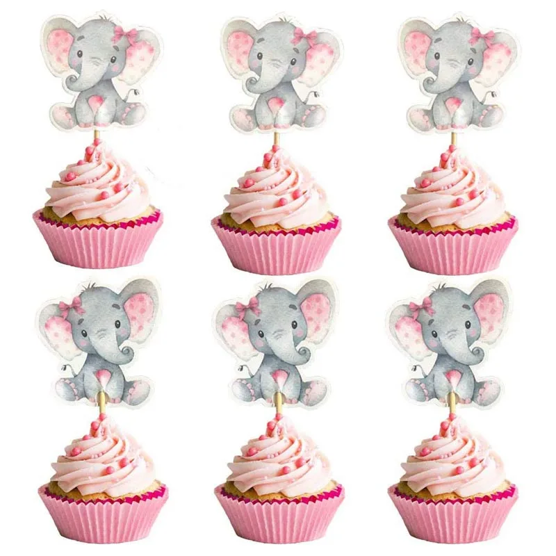 

Birthday Cake Topper Elephant Cupcake Toppers for Baby Shower Kids 1st Boy Girl Birthday Cake Decor Xmas Party Supplies