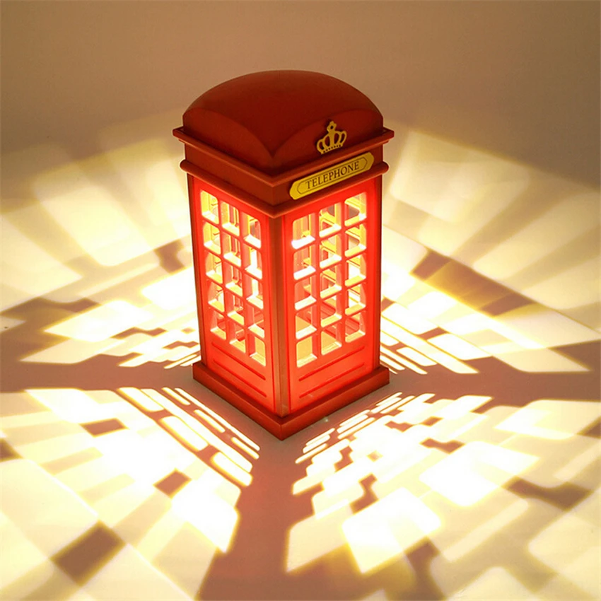

Retro Phone Booth Postbox LED Night Light Touch Control Brightness Bedroom Bedside Children's Room Lamp Energy-saving Night Lamp
