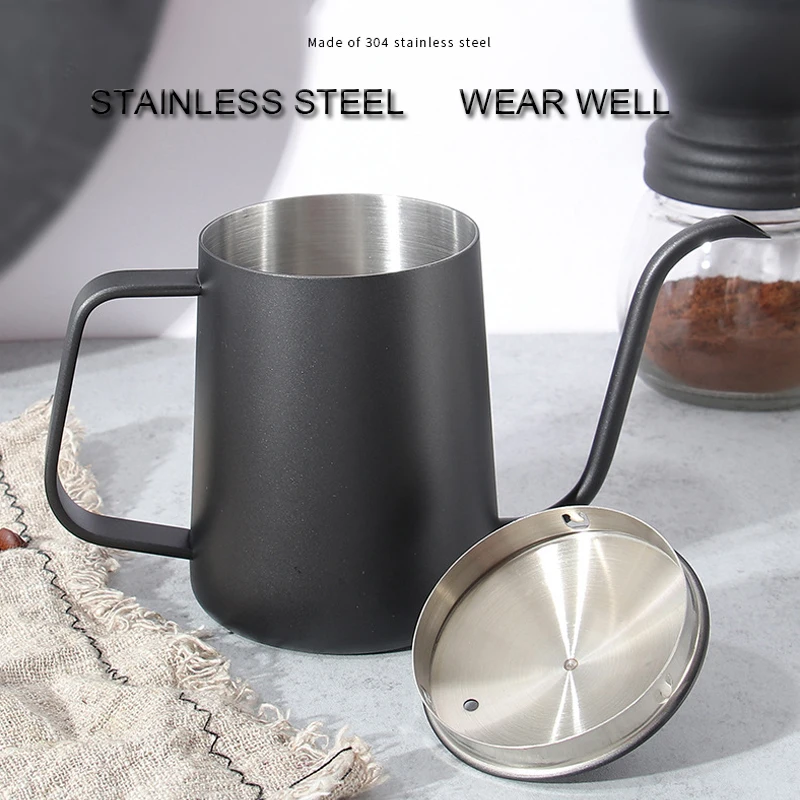 

Drip Kettle 350ml 600ml Coffee Tea Pots Non-stick Coating Food Grade Stainless Steel Gooseneck Drip Kettle Swan Neck Thin Mouth