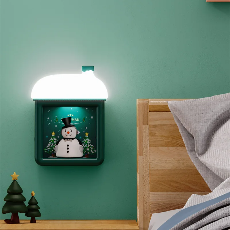 

Magnetic Sensor Night Lights Type-C USB Charging Siliocne Christmas Snow House Snowman/Santa Claus Atmosphere Lamp For Kids Gift