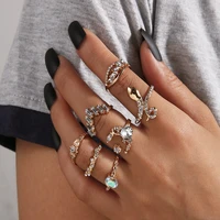 7 pcsset bohemia sun moon snake animal ring for women flower leaf knuckle midi rings set anillos vintage jewelry 2020