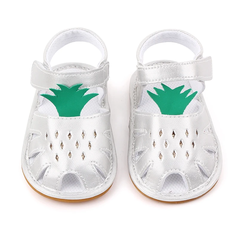 

Fashion Kids Shoes White Yellow Pineapple Princess Baby Soft-soled Non-skid Girl Shoes Pu Leather Summer Baby Shoes
