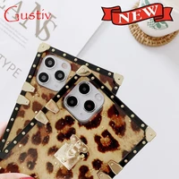 luxury leopard soft square phone case for samsung s9 case s10 s20 plus gold foil cover for note 20 ultra 9 10 lite plus case