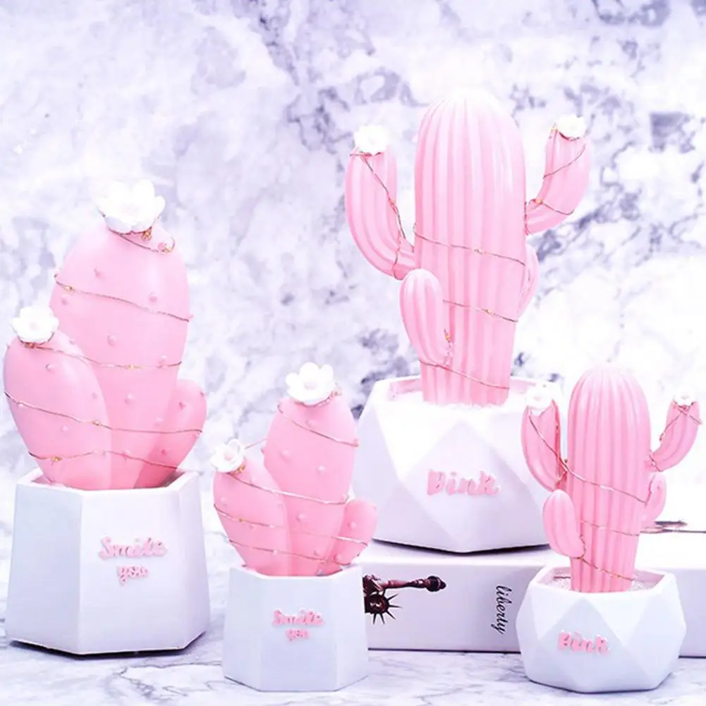 Светодиодная настольная лампа Ins в виде кактуса маленький ночсветильник со