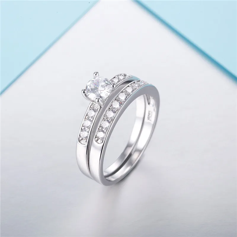 Обручальное кольцо Promise Ring мужские женские Белое золото Кристалл Кубический