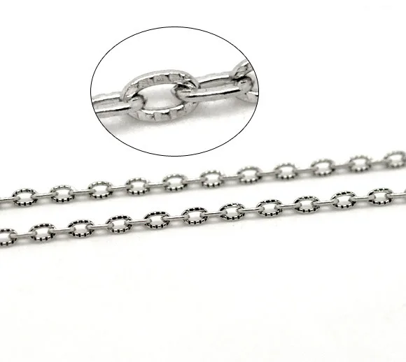 DoreenBeads Серебристые звенья-открытые текстурированные Кабельные цепи фурнитура 4