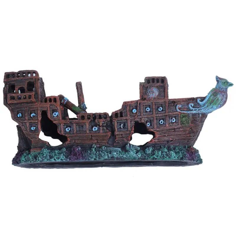 Аквариум deco Круизный корабль кораблекрушения рыбы смолы 24x9.5x6.5cm | Дом и сад