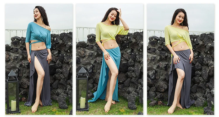 

Hot Sell Shine Silver Knit Women Team 2 Piece Belly Dance Set Sexy Dancer Performance Show Clothing Wear