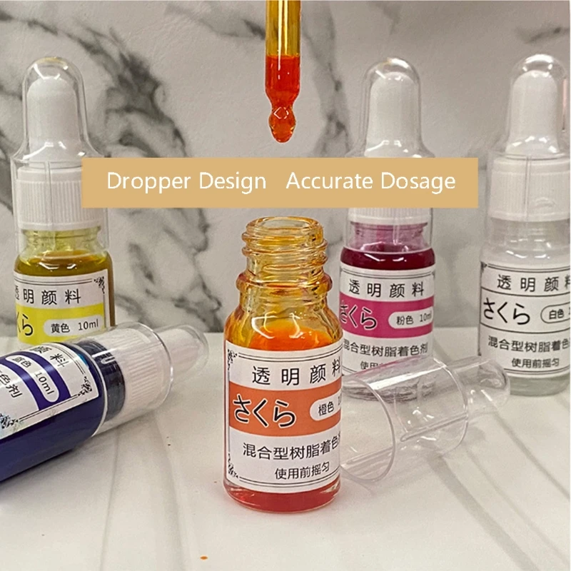 

B36D 6PCS/Set AB Resin Coloring Vibrant Colors Resin Pigment Liquid High Concentrated Resin Color Pigment DIY Art Crafts