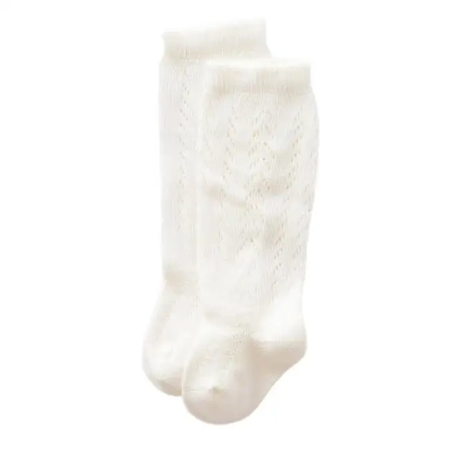 Calcetines hasta la rodilla ahuecados para ni&ntilde;os y ni&ntilde;as, medias c&oacute;modas de Color s&oacute;lido, a la moda-4