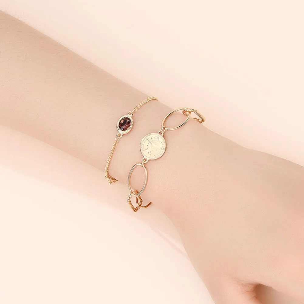 Женский многослойный искусственный диск висячий регулируемый браслет цепочка