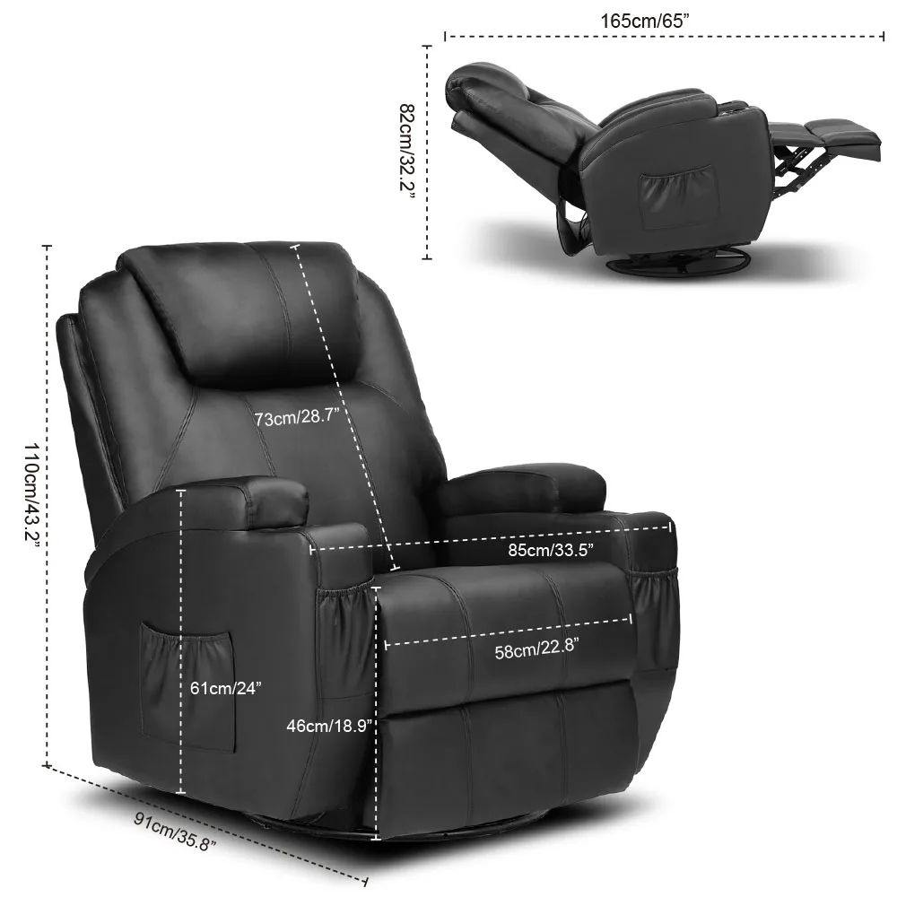 

Leather Massage Chair Full Body Recliner Chair Zero Gravity Single Sofa Black