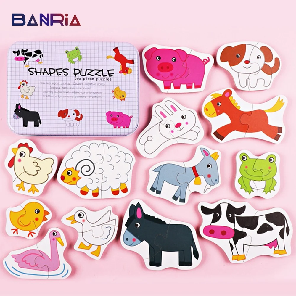 Деревянные игрушки головоломка для детей 3 лет с железной коробкой