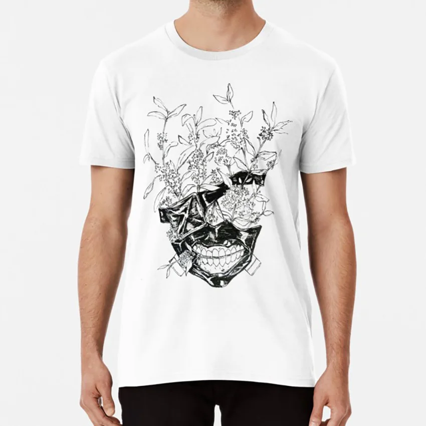 Kaneki Цветочная маска футболка Токийский Гуль канеки Кен аниме цветок Паук Лилия |