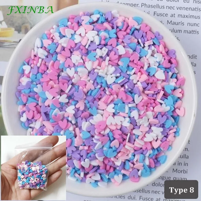 Type 8 FXINBA 10 г Fimo амулеты дополнение разбрызгивает слизь наполнитель пушистая клейкая масса Игрушки слизь Поставки аксессуары глина DIY ломтики торта десерт - Цвет: Type 8