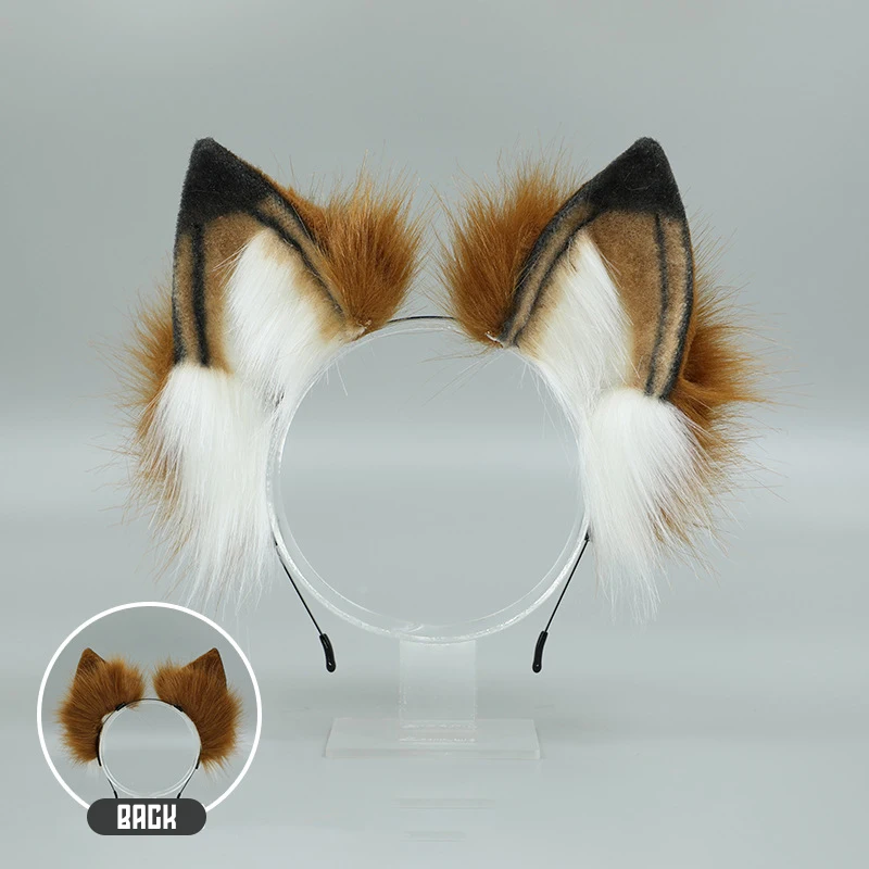 Женская повязка на голову из искусственного меха с плюшевым хвостом и лисьими