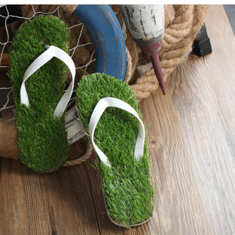 

Lawn Flip-flops For Men Women 2020 Summer Fashion Simulation Personality Grass Slippers Couple Models Outdoor Beach Shoes Men