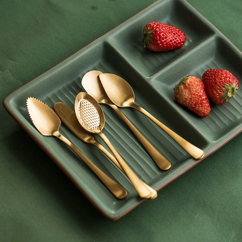 JO LIFE королевская матовая Золотая десертная посуда ложка для фруктов