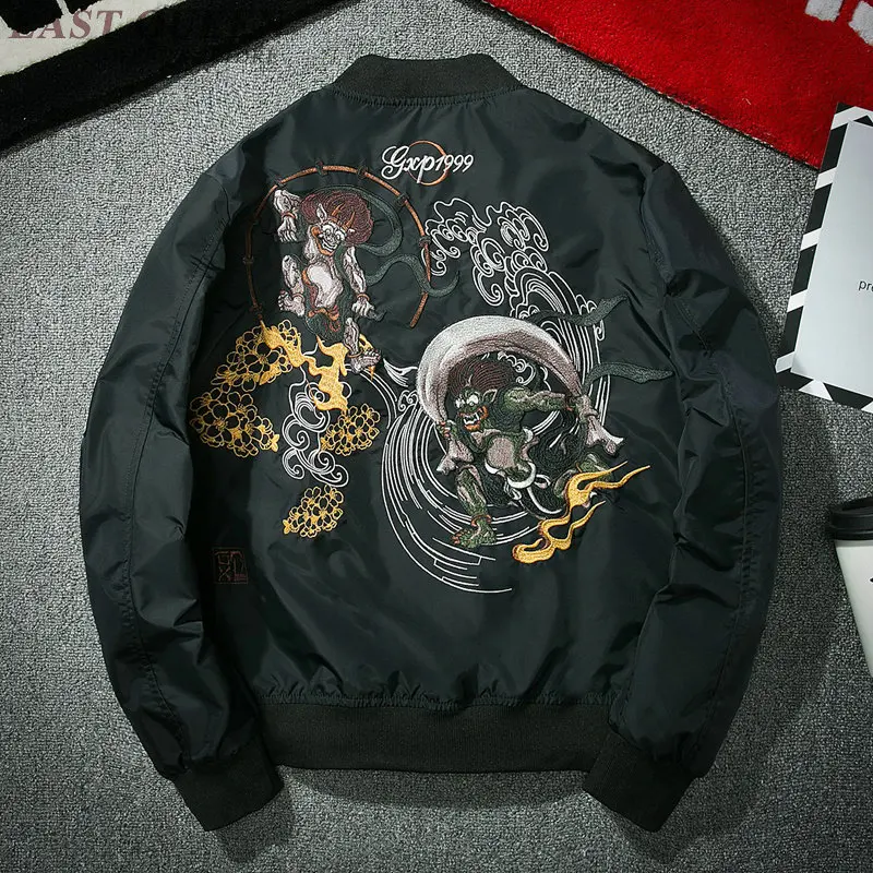 

Spring Autumn Jackets Men 2019 Bomber Embroidery Baseball Jacket Fashion Casual Youth Couples Coat Japan Streetwear KK2883