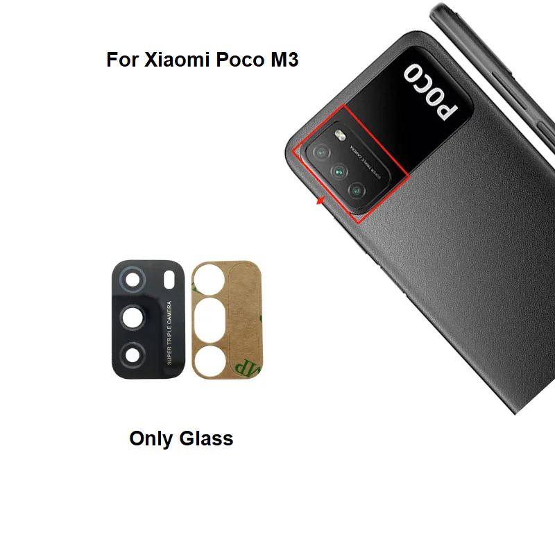 

Объектив задней камеры для Xiaomi Poco M3 M2010J19CG M2010J19CI, стекло, объектив задней камеры с клеем, 50 шт.
