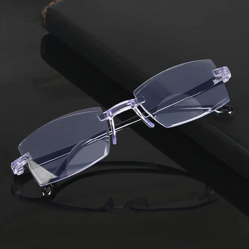 

New Ultralight Men Women Rimless Reading Glasses Bifocal Far Near Anti Blue Light Magnification Eyewear Presbyopic Glasses