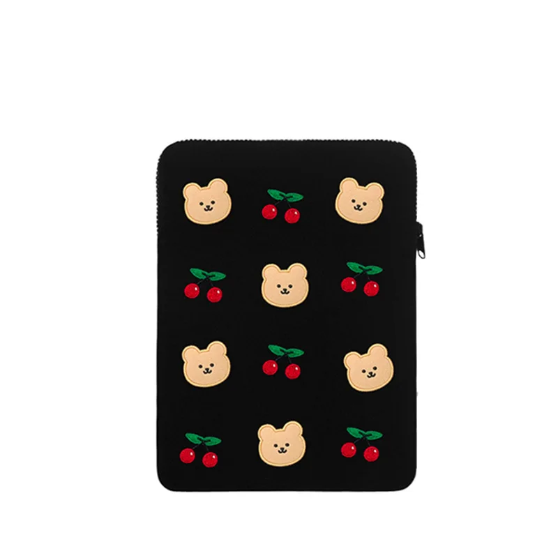 

Cute Bear Embroidery Tablet Case 11 13 15 Inch Tablet Ipad Laptop Storage Inner Bag Korea Girls Student Computer Case Clutch