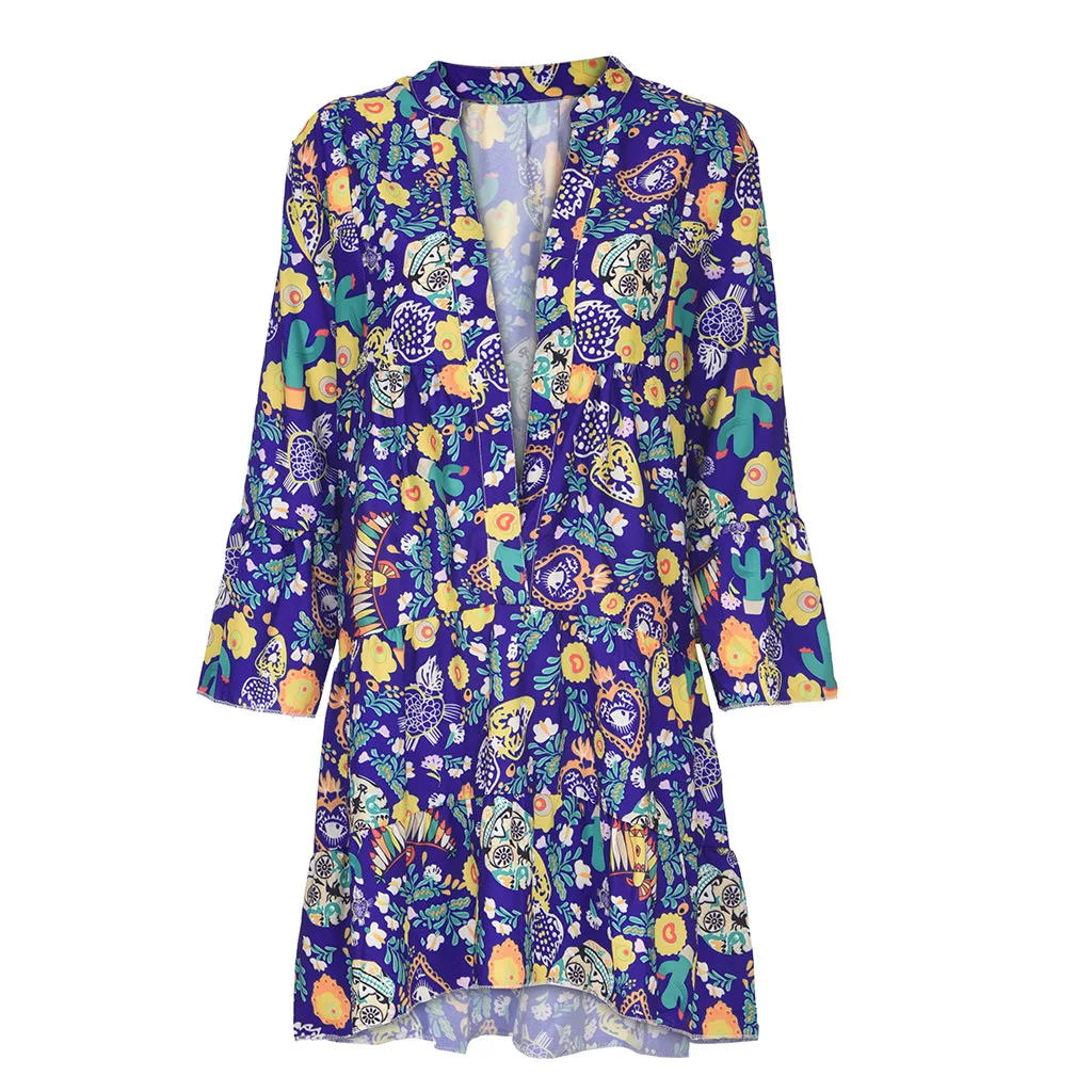 Модное платье с цветочным принтом красного и зеленого цвета Повседневная