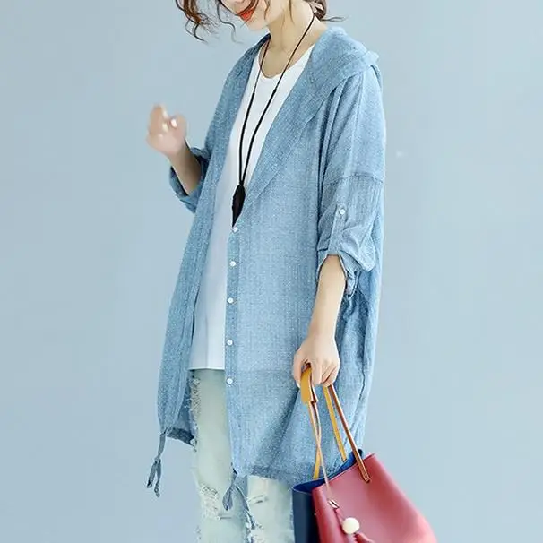 Женский однобортный Кардиган с капюшоном свободный однотонный длинным рукавом