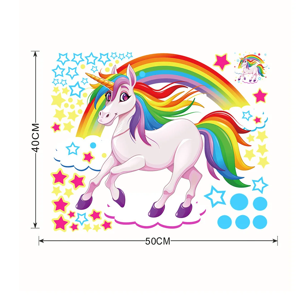 

New rainbow cloud Unicorn cartoon environmental wall stickers children's room bedroom decoration