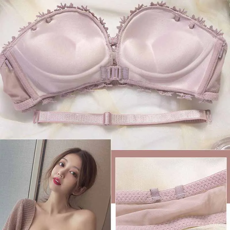С пряжкой спереди нижнее белье Для женщин без бретелек бюстгальтер косточек из
